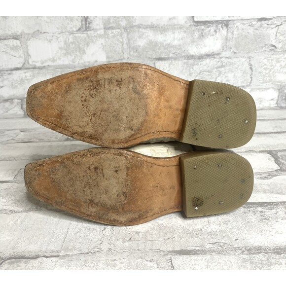 El General Western Kids Leather Cream Western Cowboy Style Boots Sz 18 (12) - Picture 5 of 9